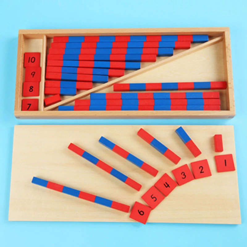 

Math Toy Baby Toys Numerical Rods Montessori Mathematics Red & Blue Rods Learning & Education Classic Wood Kids Brain Toys Gifts