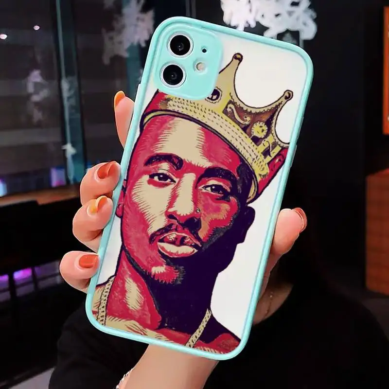 

Rapper 2pac Phone Cases matte transparent For blue iPhone 7 8 x xs xr 11 12 pro plus max mini Clear Funda