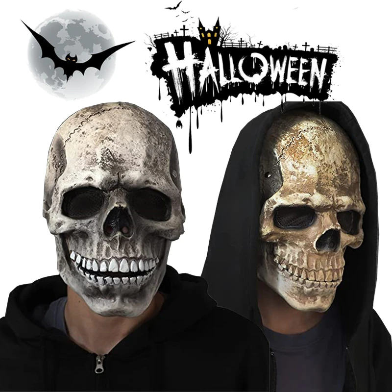 

1 шт. маска на Хэллоуин с подвижными челюстями на всю голову с черепом маска страха на Хэллоуин Косплей Костюм для вечеринки реквизит Шлем Уж...