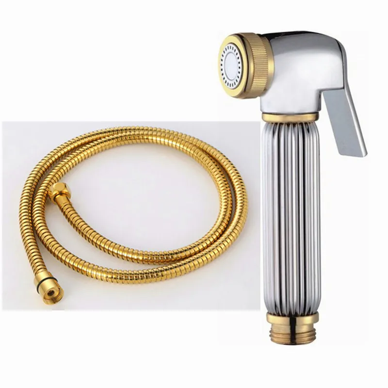 

Solid Brass Toilet Handheld Pet Diaper Sprayer Shower Bidet Spray Shattaf Rinse Kit Jet Tap with Hose BD201-1