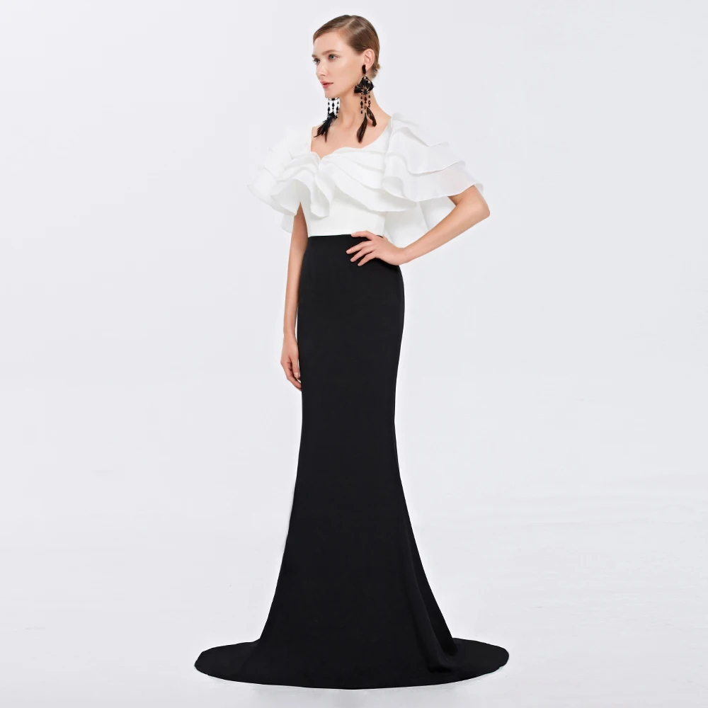 

Женское вечернее платье со шлейфом, Элегантное Длинное платье для матери невесты с V-образным вырезом и рукавами в виде листьев лотоса, плат...