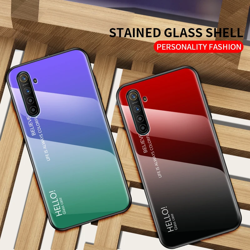 Realme XT чехол 6 4 дюймов роскошный мрамор закаленное стекло Мягкий ТПУ