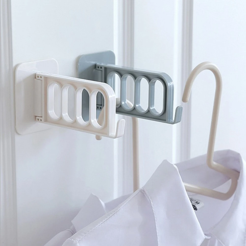 Non-marking Stickers Plastic Hanger Hook Wall-mounted Clothes Storage Rack Wall-mounted Multifunctional Folding Hook Hat Rack