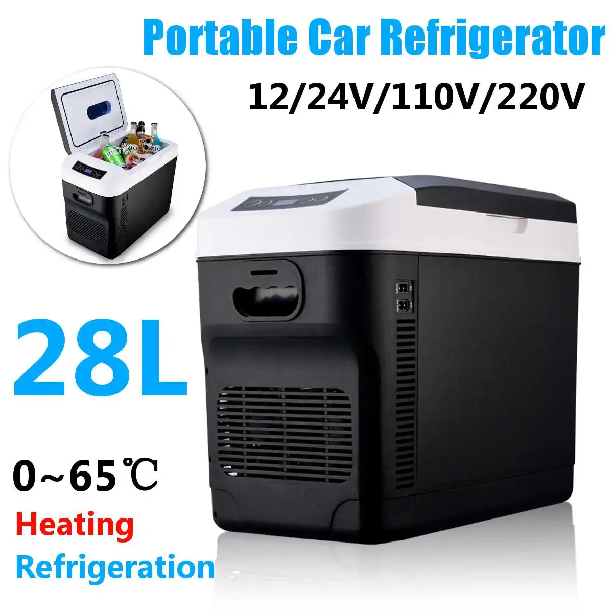 

12V/24V 28L 110V/220V Home/Car Use Refrigerator Ultra Quiet Car Refrigerators Freezer Cooling Heating Box Fridge Fishing camping