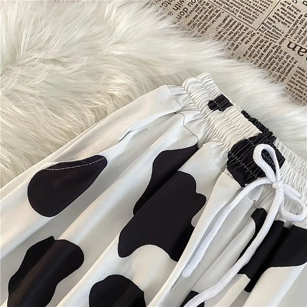 Брюки-карго женские широкие с принтом коровы в стиле Харадзюку Корейском прямые