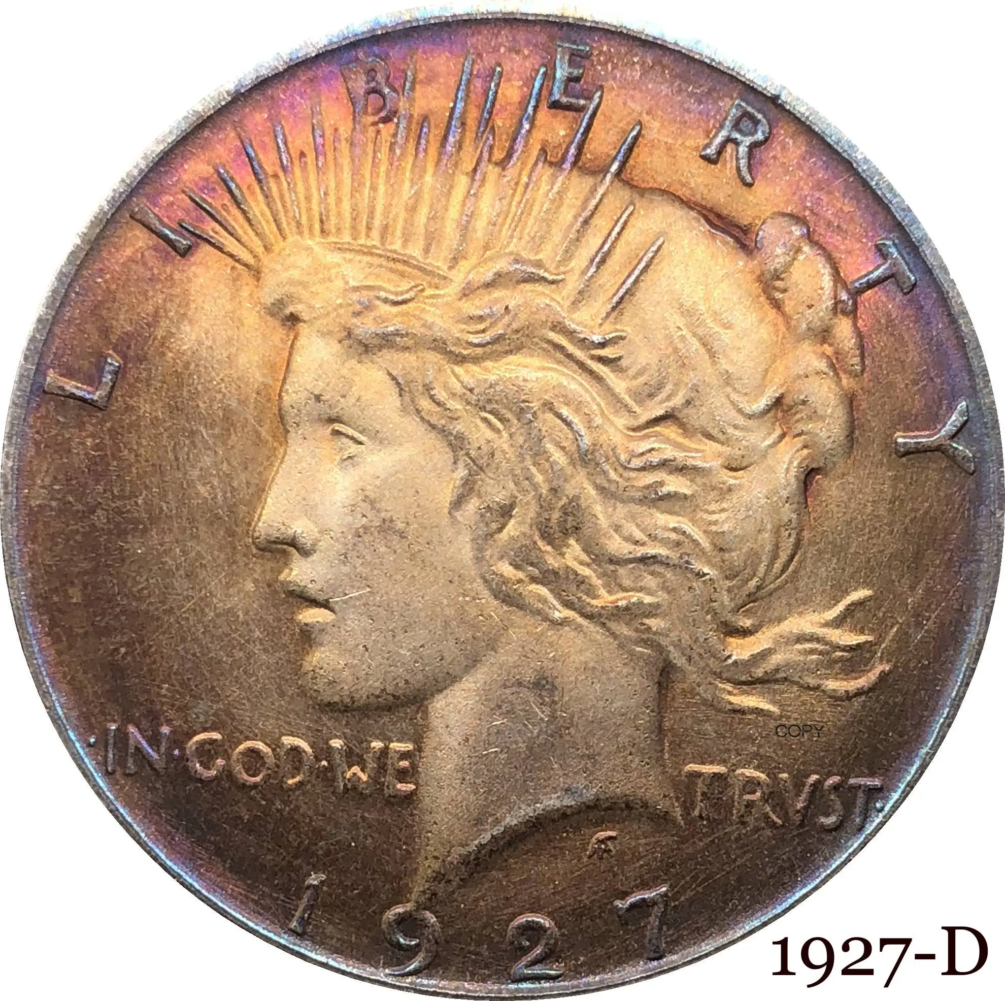 Монета свободы в Бога США 1927 D мы доверяем 1 доллару мира купроникель