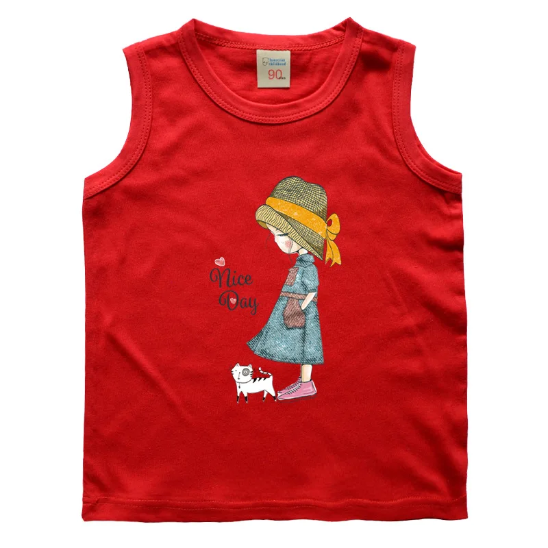 Summer Cartoon Harajuku Princess Print Baby Girls sleeveless T Shirt Funny Casual Clothes multiple colour Children Tshirt Tops | Детская