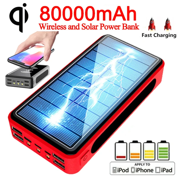 80000 мАч Power Bank беспроводной мобильный телефон быстрое зарядное устройство