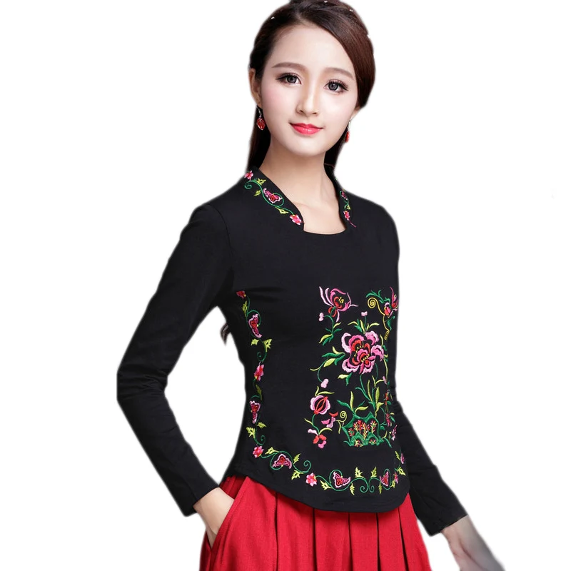 

Традиционная китайская рубашка одежда для женщин вышивка Qipao элегантная блуза винтажный Чонсам Топ Женская одежда