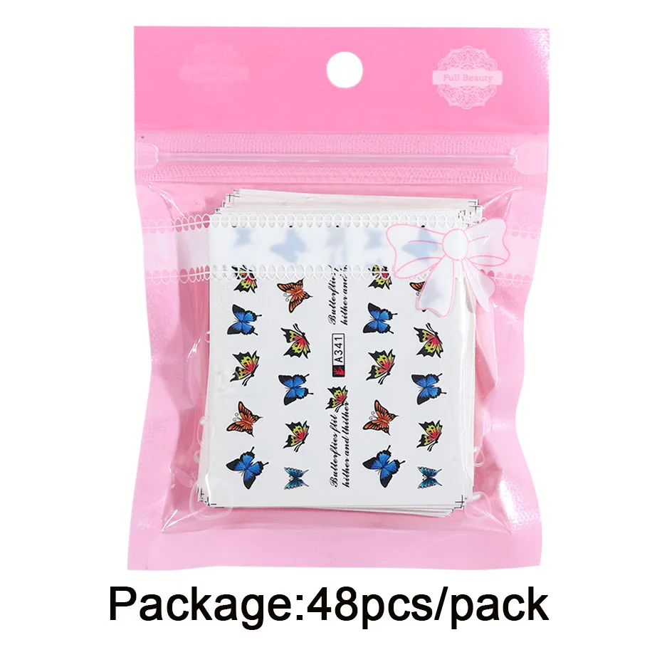 

Nail Stickers Paper Products Water Transfer Printing 48 Sets Colorful Butterfly Nail Pattern Transfer Printing Ins
