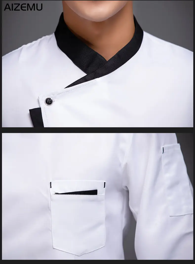 Man Western Restaurant Chef Jacket Long short Sleeve Woman Cafe Kitchen Work Wear Bakery Cooking Tops Fast Food Chef Uniform images - 6