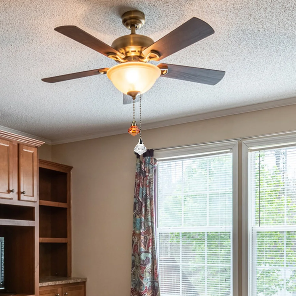 

2pcs Ceiling Fan Light Chain Unique Rhinestone Chain Lamp Hanging Ornament