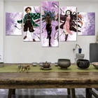 HD Печать на холсте, настенное искусство, 5 штук, фотография фотосессия, убийца демонов, киметасу, модульный постер, домашний декор для гостиной