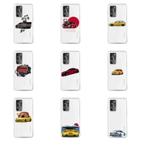 sports car engine phone case for huawei p40 p30 p20 mate honor 10i 30 20 i 10 40 8x 9x pro lite transparent cover