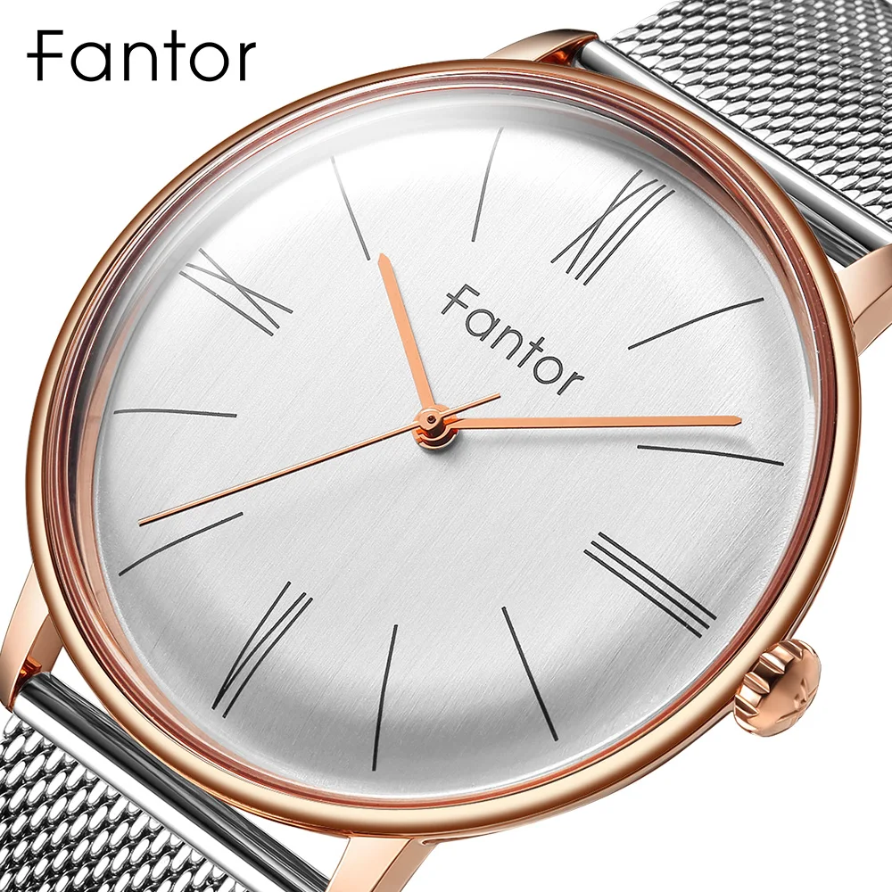 Фото Fantor минималистичные мужские часы из сетчатой стали роскошный бренд классический