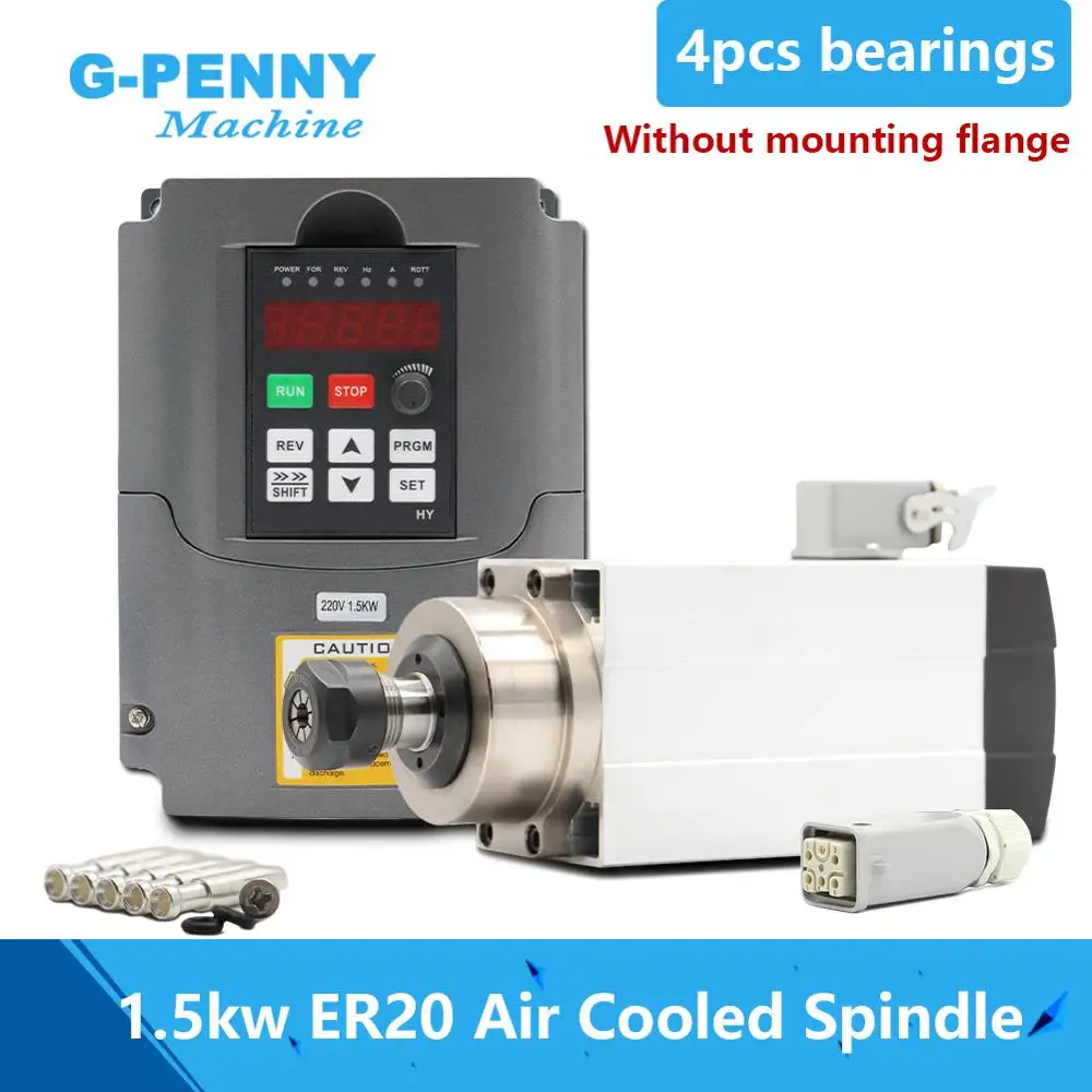 Шпиндель квадратного типа с воздушным охлаждением 1 5 кВт ER20 4 шт. подшипники 0 01 мм