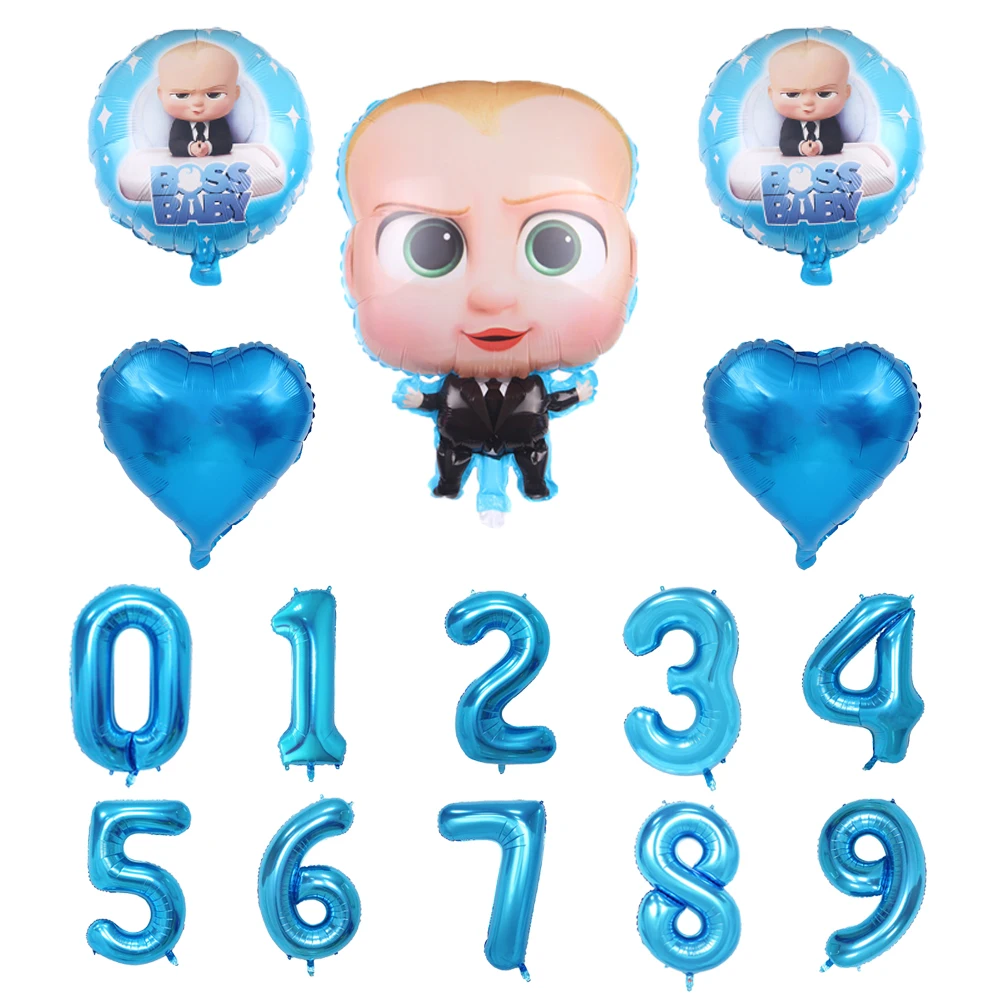 Boss baby на 1-й День Рождения Декоративные столовые принадлежности кружки, тарелки, салфетки 32 дюйма большие воздушные гелиевые шары с цифрами для душа