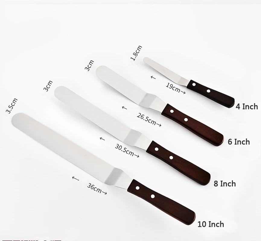 Лопатка для выпечки из нержавеющей стали с деревянной ручкой 4/6/8/10 дюйма | Дом и