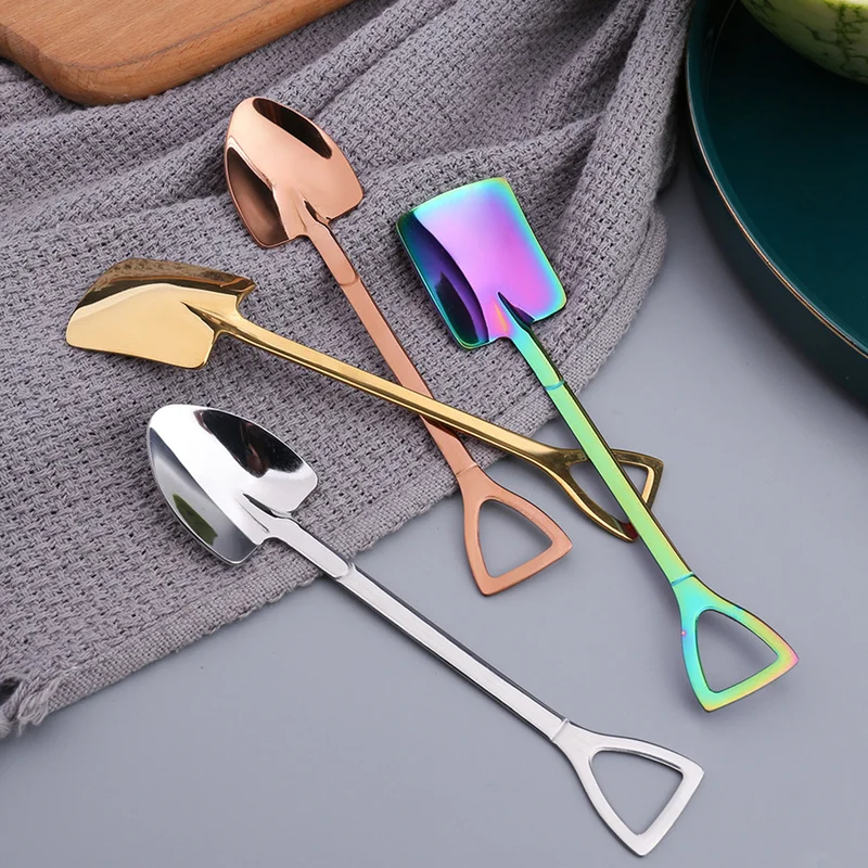 

6/8/10pcs Mini Ice Cream Spoons 15cm Stainless Steel Coffee Tea Candy Shovel Spoon Watermelon Dessert Shovel Kitchen Accessories