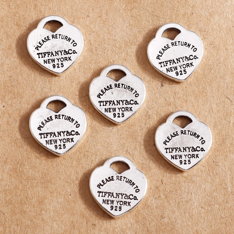 

20pcs 12*13mm Charms Retro Silver Color Love Heart Leter Pendants for Necklaces Bracelets Earrings DIY Handmade Jewelry Making