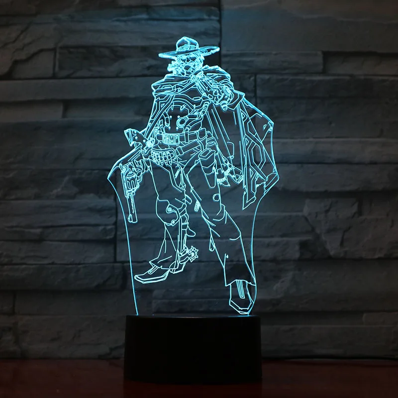 Игра Overwatch ночная лампа для детей Usb сенсорный датчик Jesse Mccree фигурка комнаты