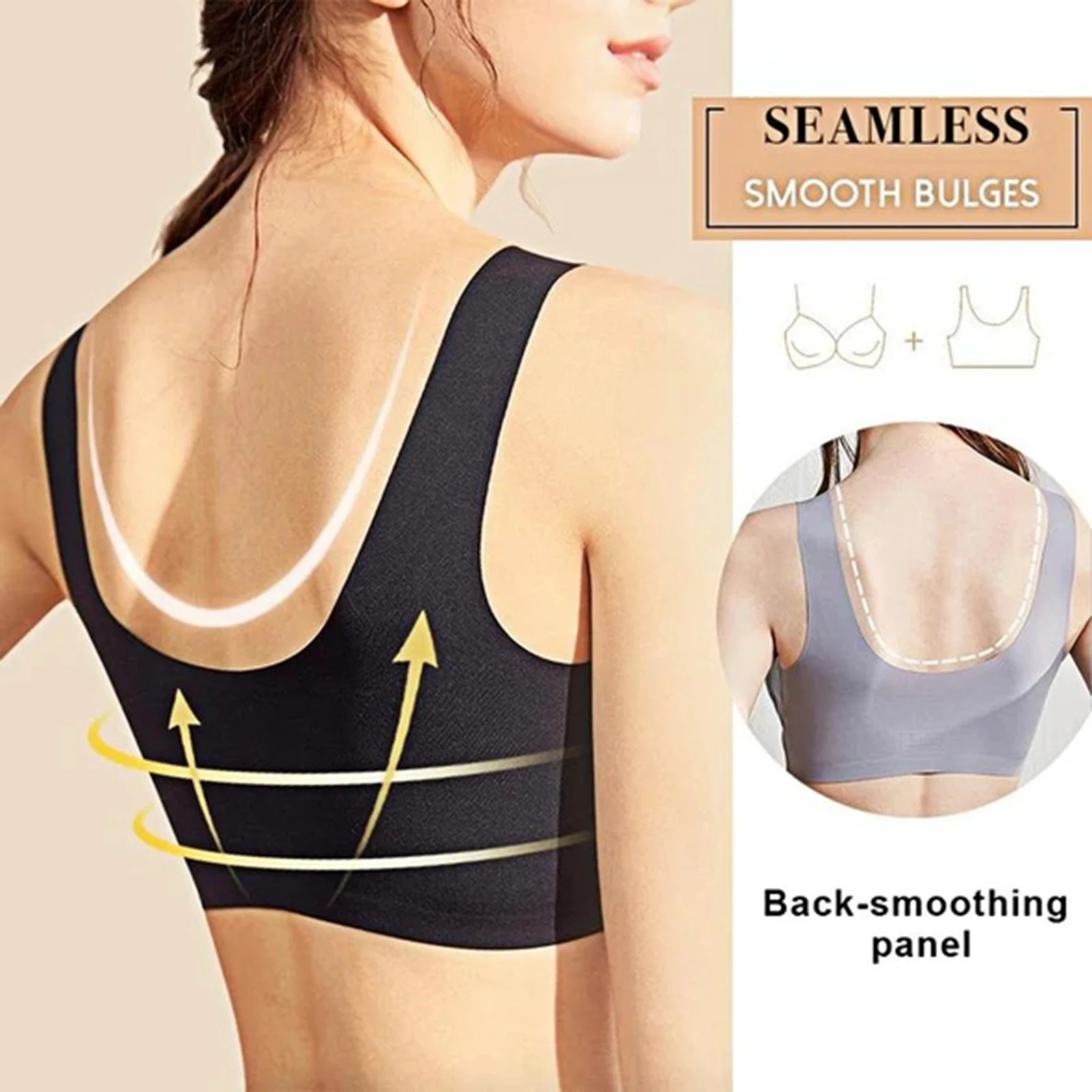 

Oversized Seamless Bra Front Hook and Eye Wireless Padded Push up Bra H9