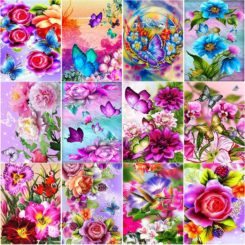 

New 5D DIY Diamond Painting Butterfly Diamond Embroidery Flower Cross Stitch Full Square Round Drill Crafts Home Decor Art Gift