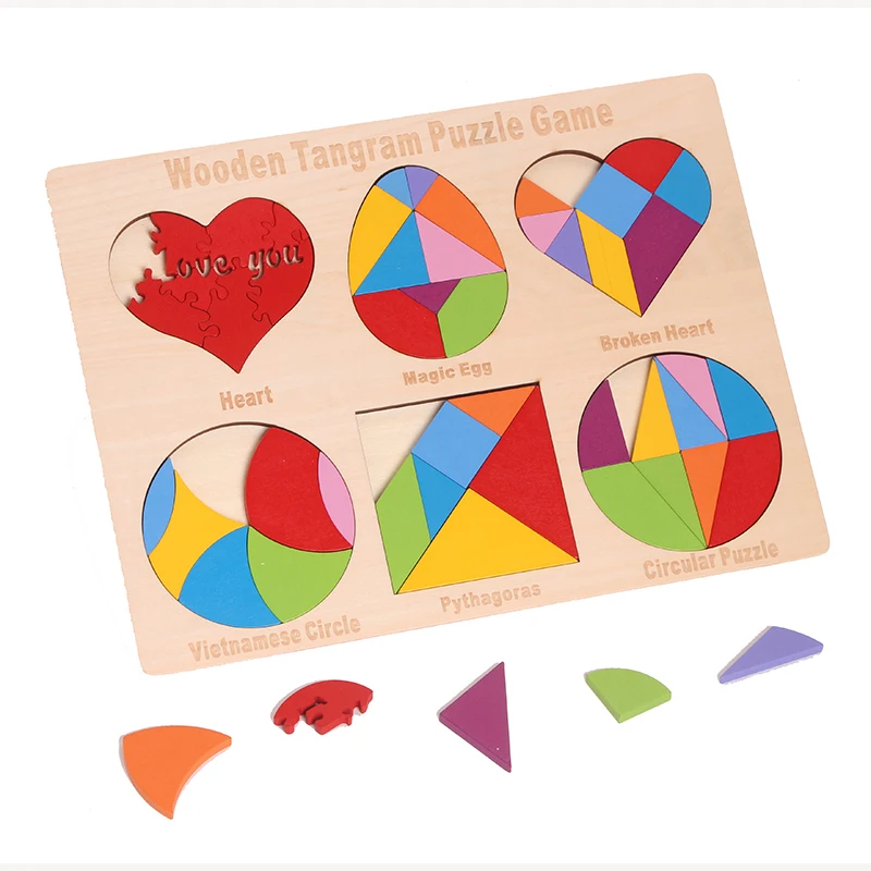 3D деревянные головоломки Tangram, головоломки, настольные игры, головоломка, Детский образовательный Детский пазл, детские игрушки, деревянные подарки