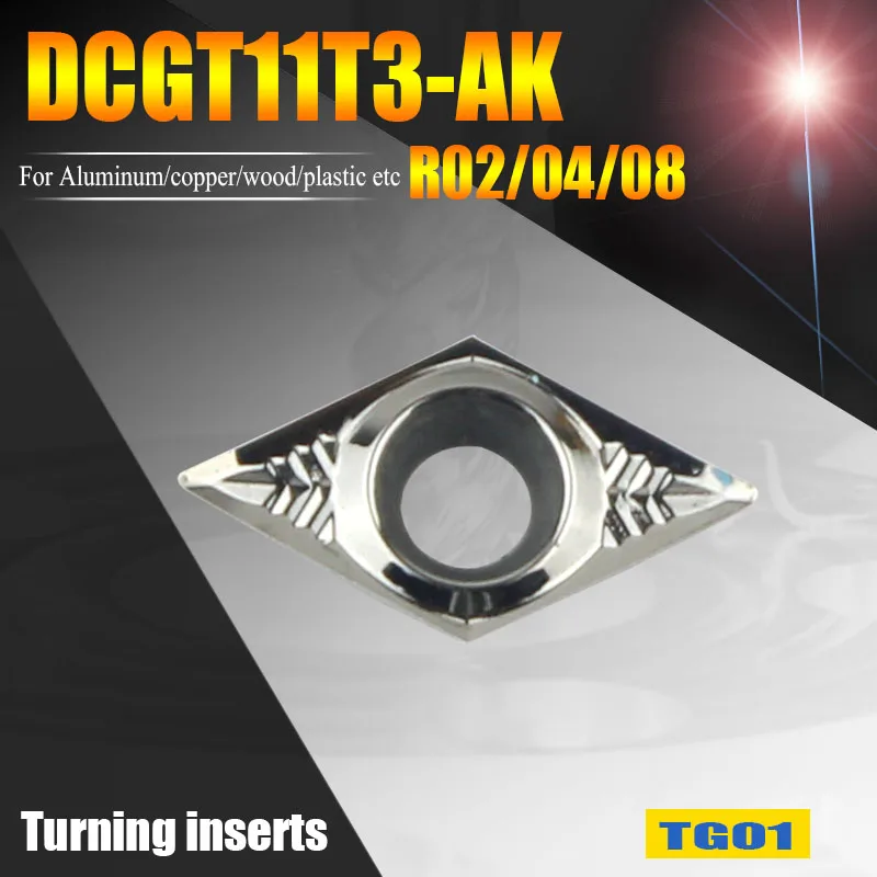 

DCGT11T302-AK DCGT 11T3 08 turning tools carbide inserts DCGT11T304-AK CNC tools lathe cutter for aluminum copper wood working
