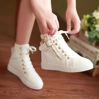 children autumn canvas shoes 2022 korean ankle high shoe kids fashion prints shoes for girl sneakers side zip solid casual shoes