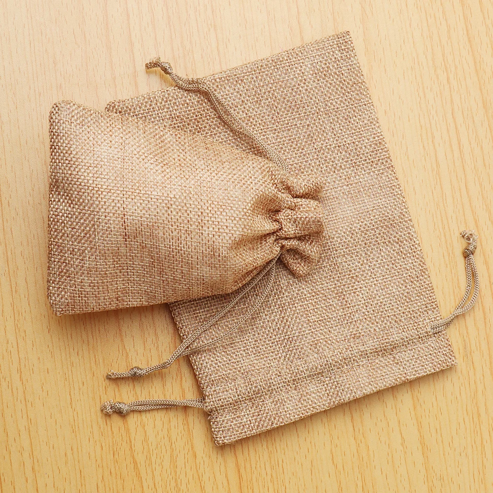 Джутовые подарочные пакеты из натуральной мешковины 1 шт. хлопковый простой