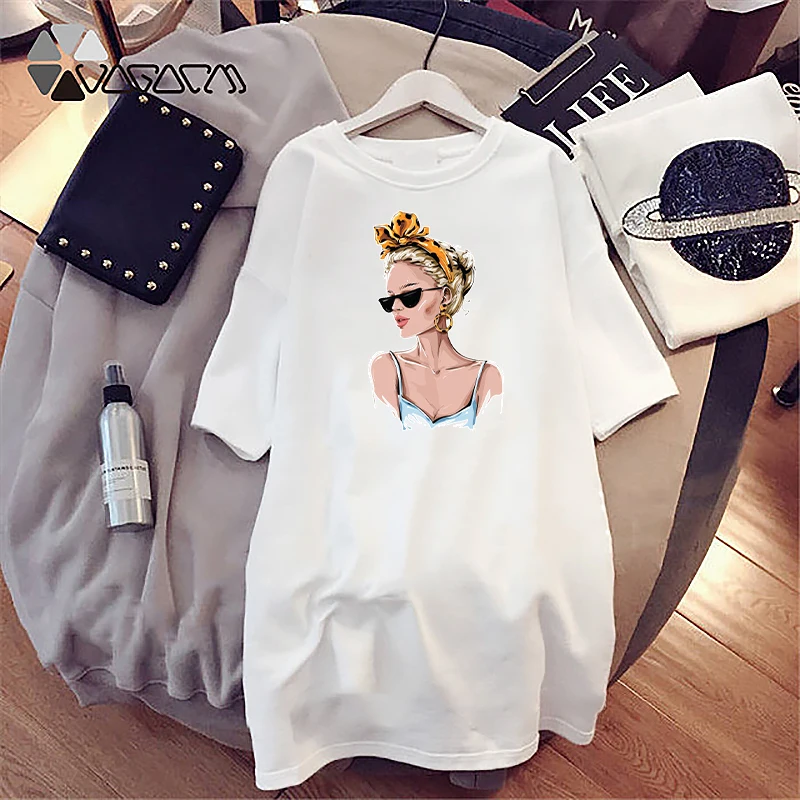 

Dress Trendy girl Women Loose Summer T-Shirt Dresses Korean Short Sleeve Streetwear Casual Pullover Robes 2021