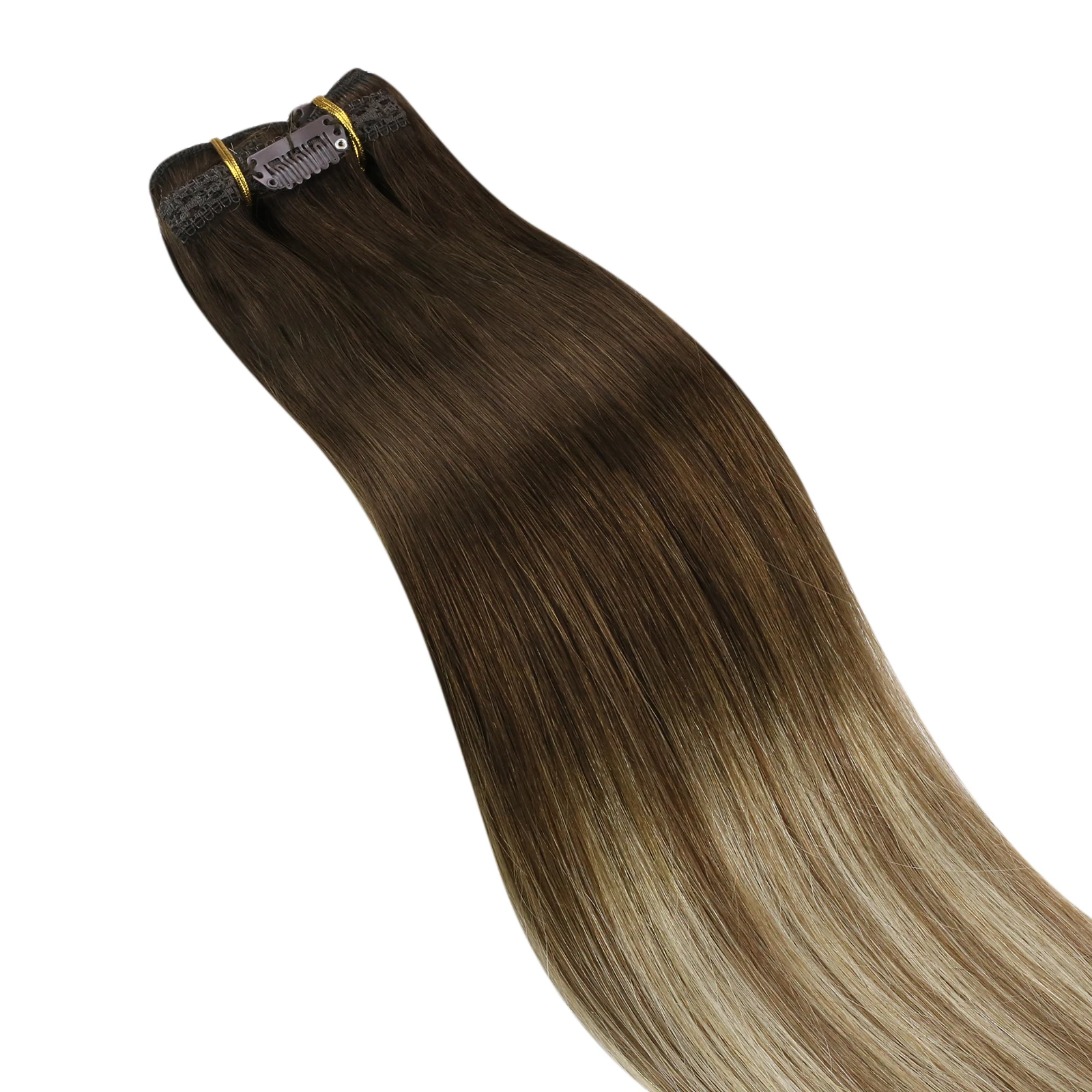 Ugeat пряди для наращивания на заколках настоящие волнистые волосы Remy блонд Цвет