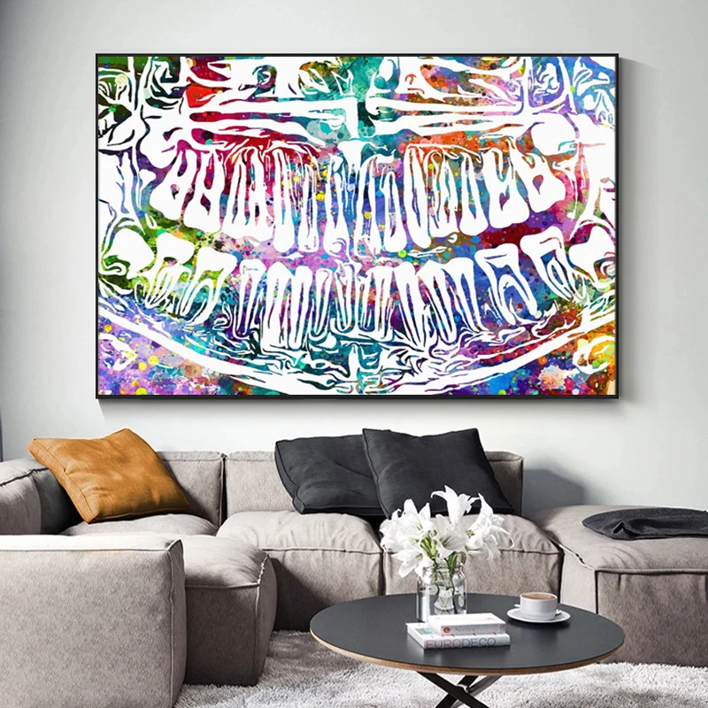 

Abstract Canvas Painting Colorful Tooth Laugh Dental Dentist Posters Prints Wall Art Pictures for Living Room Wall Decor Cuadros