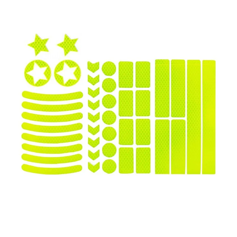 

42pcs Reflective Stickers Fluorescent Motorcycle Bike Reflector Cycling Wheel Rim Night Safty Warning Reflector Film Decal Tapes