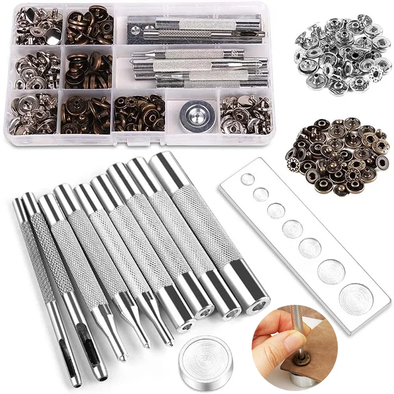 Набор кожаных застежек LMDZ металлические защелки с установочными инструментами