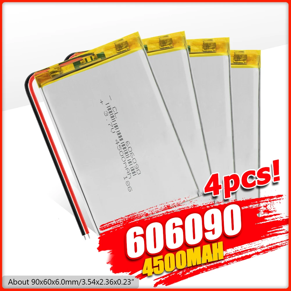 1/2/4 шт 3 7 V 606090 4500 мА/ч Перезаряжаемые Lipo Батарея планшет Dvd Камера GPS электрические