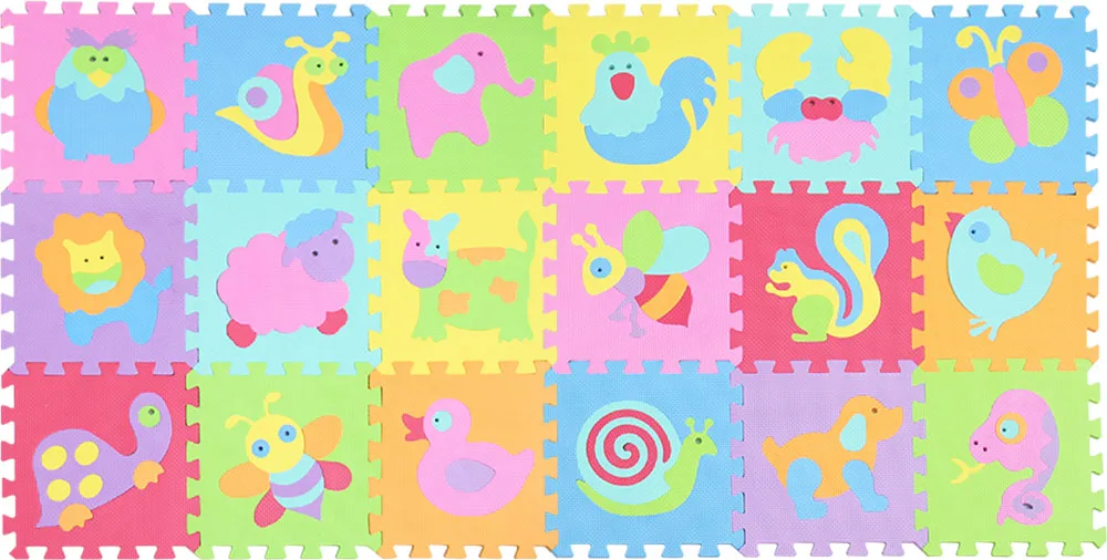 

meiqicool 18pcs 36pcs/Set Children Animals Puzzle Colourful Kids Rug Play Mat Soft Floor Crawling Puzzle Kids Educational Toys