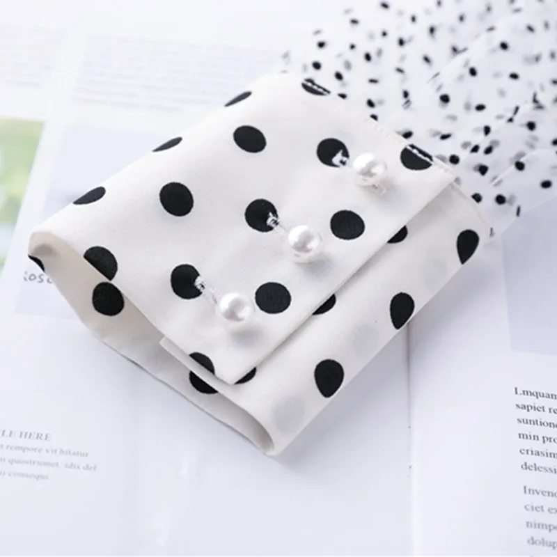 Высококачественная женская рубашка в горошек с длинным рукавом новая осенняя