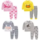 Детские новые хлопковые детские пижамы, зимняя теплая одежда для маленьких девочек и мальчиков с персонажами из мультфильмов, детская одежда для сна, топы с длинными рукавами и штаны, комплект из 2 предметов