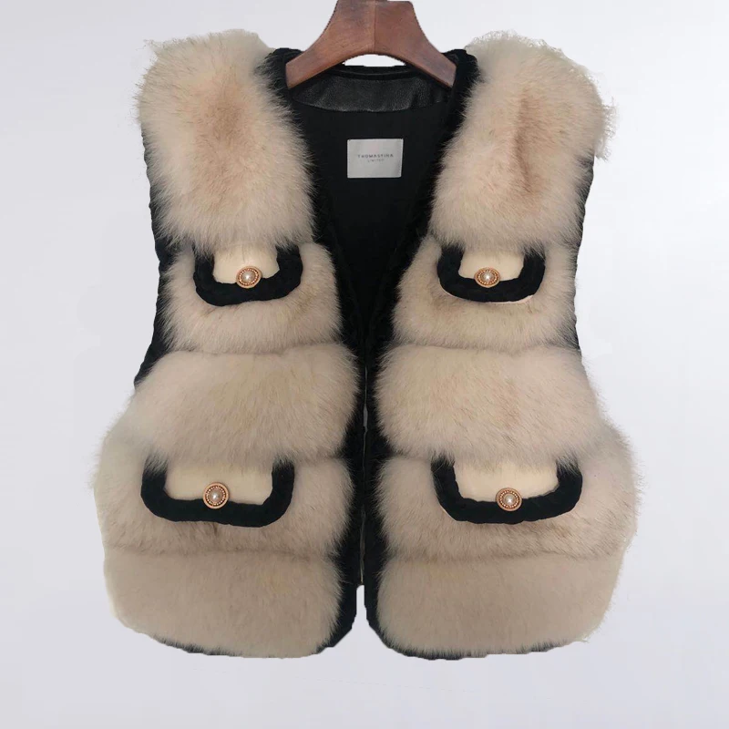 Томас Тина 2020 новый 100% натурального меха лисы куртка Женская Роскошная зимняя