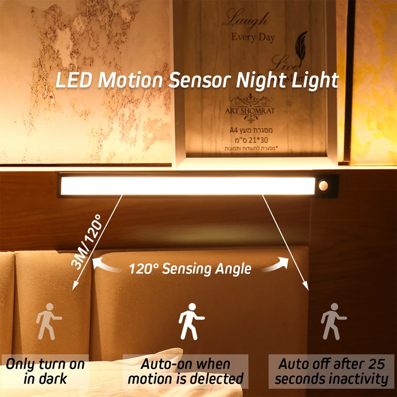 Ultra-thin PIR Motion Sensor Cabinet Light Kitchen USB Rechargeable Night Lamp Bedroom Wardrobe LED Lights Lighting Reading | Освещение