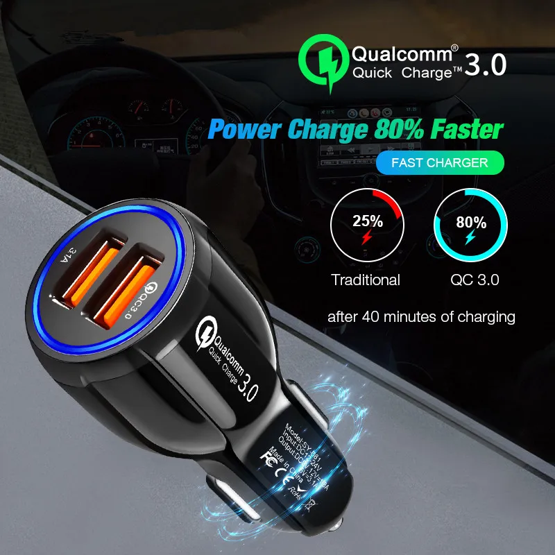 QC3.0 быстрое зарядное устройство автомобильное кабель для быстрой зарядки
