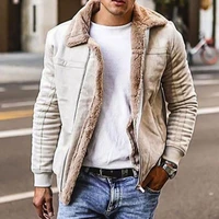 autumn winter men turn down collar long sleeve suede warm coat motorcycle jacket mens clothing