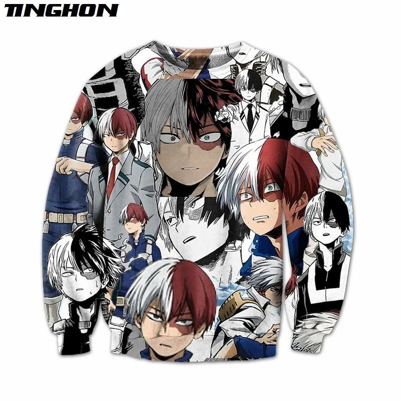 Толстовки с капюшоном Hero Todoroki худи в стиле аниме унисекс Зимние Топы Kawaii Cute