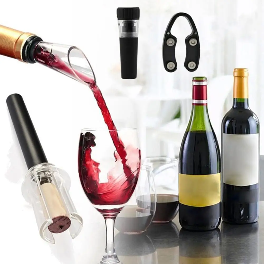 4Pcs Air Pressure Pump Bottle Opener Wine Pourer Foil Cutter Stopper Plug Set | Дом и сад