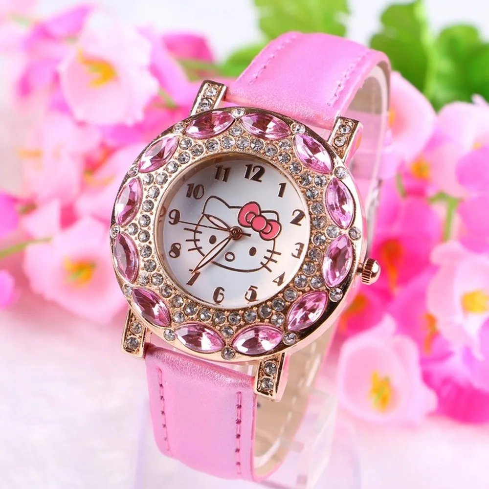 Kt Cat/Детские кварцевые наручные часы Модные повседневные для девочек Милые