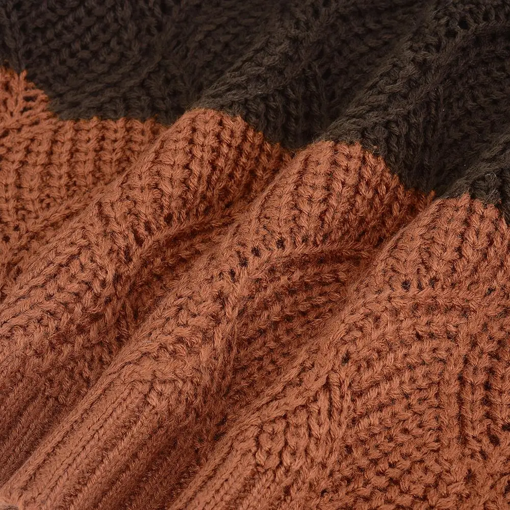 Женский трикотажный пуловер с круглым вырезом и длинным рукавом в винтажном