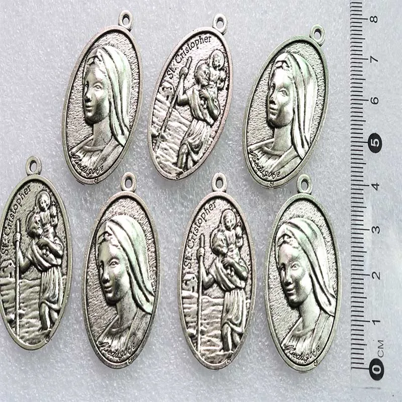 

Large Vintage Fatima Virgin Medal, Benedict Keychain Pendant Jewellery