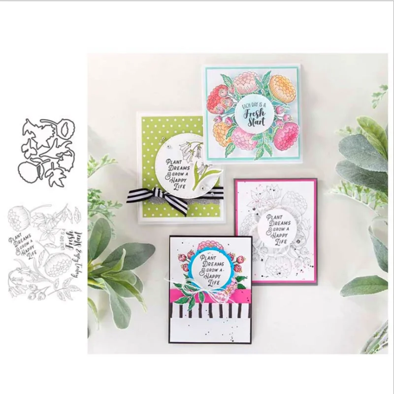

Metal Cutting Dies and Stamp Set For DIY Scrapbooking Embossing Season Spring FLOWERS Card Making Cutting Crafts Stencil Dies